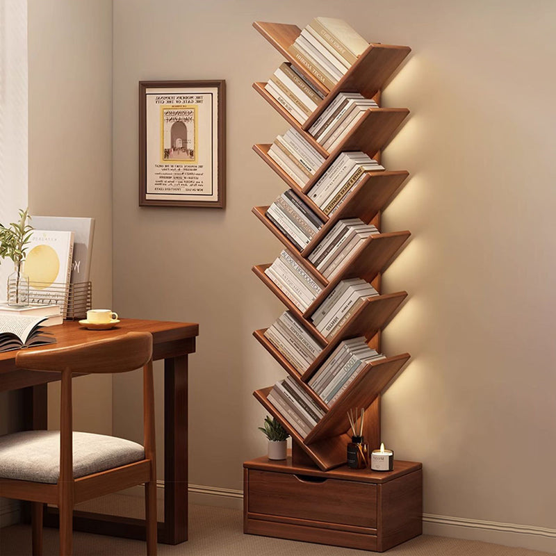 Modern Solid Wood Bookshelf – Eco-Friendly, Rectangular 6/8/10/12-Tier Storage for Home Office