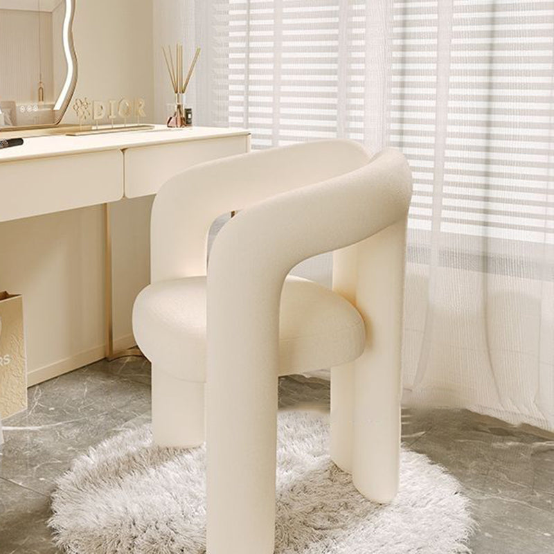 Modern Curved Velvet Vanity Stool with Iron Frame - Armless Design for Bedroom