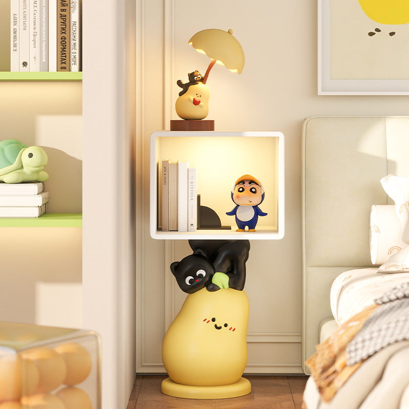 Contemporary Creative Kids Nightstand, 2-Tier MDF Resin Pear-Shaped Square for Living Room & Bedroom