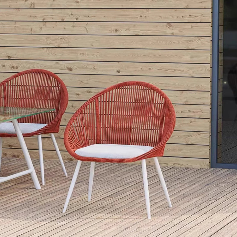 Contemporary Boho Waterproof Woven Rattan Rope Outdoor Coffee Table & Chair Set with Aluminum Alloy Slab – Round and Elliptical Patio Furniture