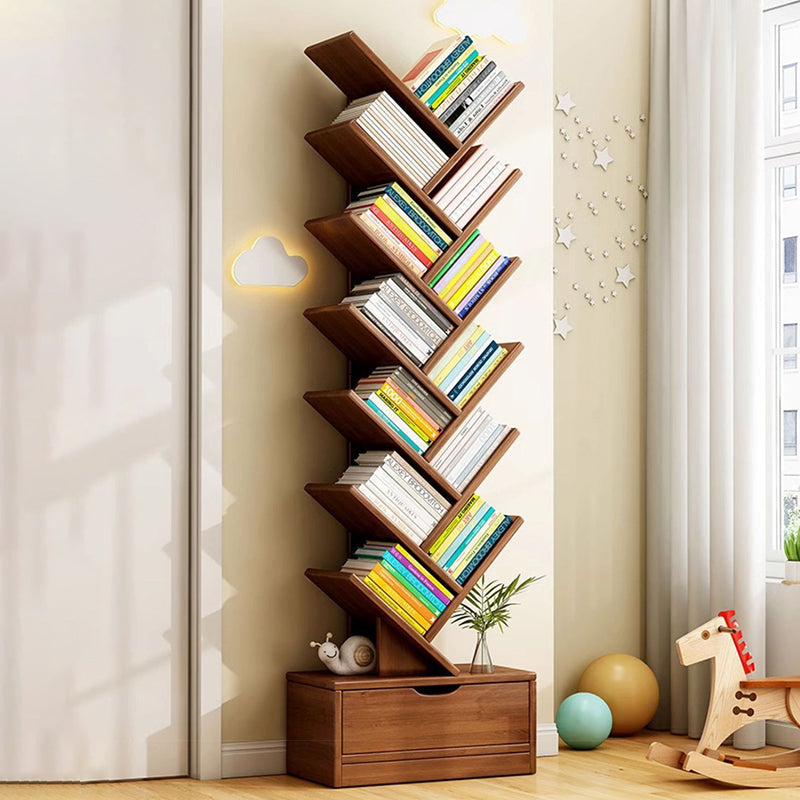 Modern Solid Wood Bookshelf – Eco-Friendly, Rectangular 6/8/10/12-Tier Storage for Home Office