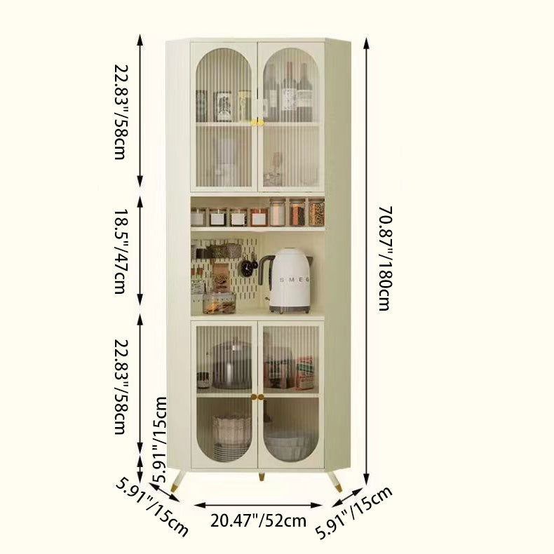 Contemporary Scandinavian Triangular Corner Cabinet with Cold-Rolled Steel Frame and Tempered Glass – 2 Cabinets, 2-Tier, for Living Room