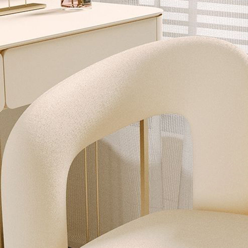 Modern Curved Velvet Vanity Stool with Iron Frame - Armless Design for Bedroom