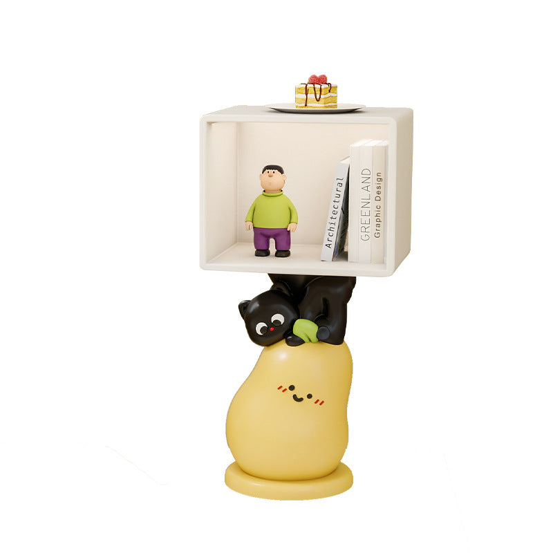 Contemporary Creative Kids Nightstand, 2-Tier MDF Resin Pear-Shaped Square for Living Room & Bedroom