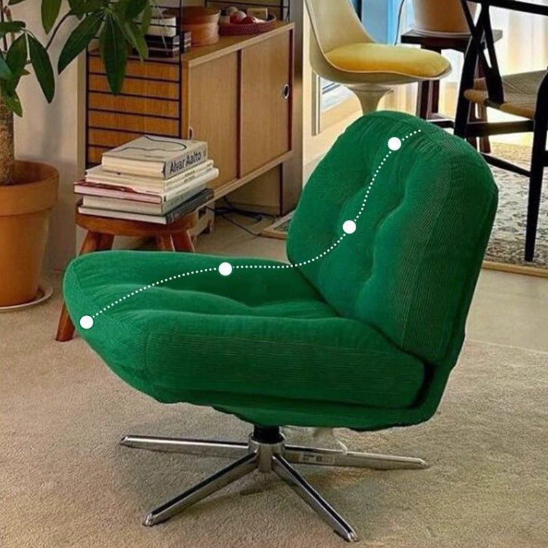 Modern Minimalist Rectangular Corduroy Accent Chair with Steel Frame and Backrest — Armless for Living Room