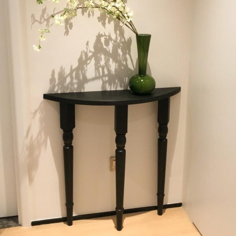 Traditional French Half-Circle Console Table in Solid Pine Wood - Elegant Entryway Accent