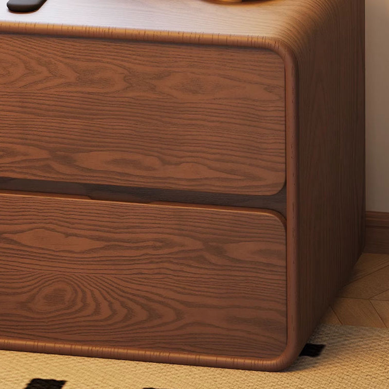 Modern Minimalist Rectangular Nightstand with 2 Drawers - MDF with Cat-Scratch-Resistant Leather Surface and Solid Wood Accents for Bedroom