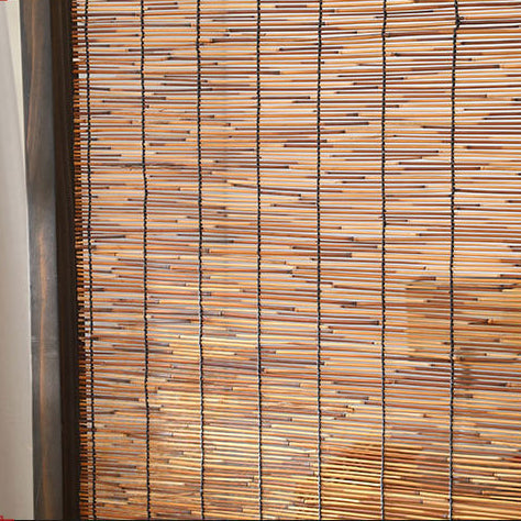 Traditional Chinese Rectangular Reed Room Divider in Solid Pine Wood for Living Room