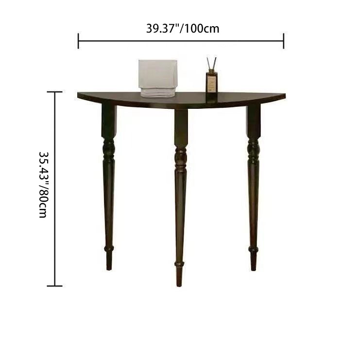 Traditional French Half-Circle Console Table in Solid Pine Wood - Elegant Entryway Accent
