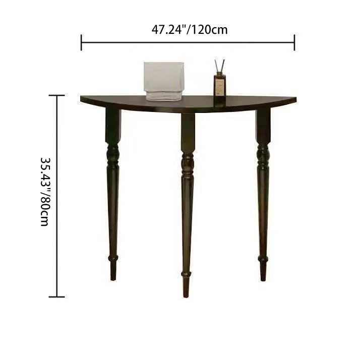 Traditional French Half-Circle Console Table in Solid Pine Wood - Elegant Entryway Accent