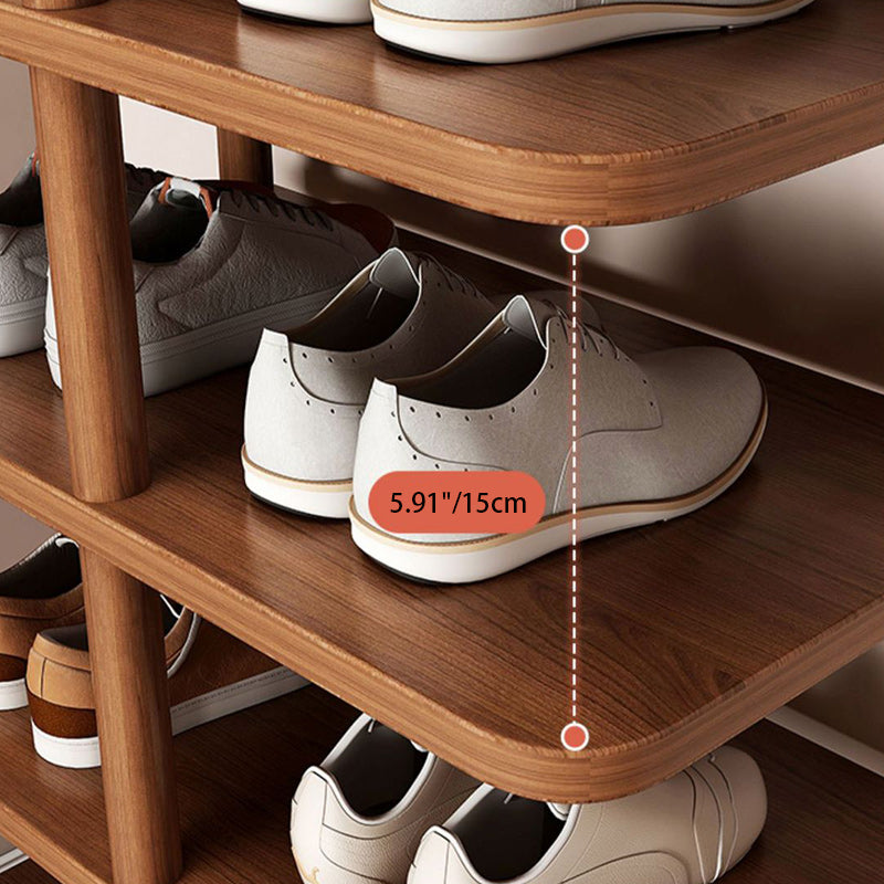 Sleek Modern Minimalist Shoe Storage Rack — Rectangular Cylinder Design, PVC & Wood, 6- or 7-Tier, for Entryways