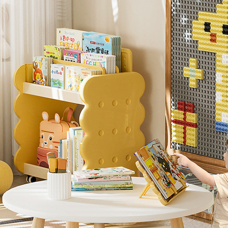 Contemporary Creative 2-Tier Square Cheese Kids' Plastic Bookshelf for Bedroom