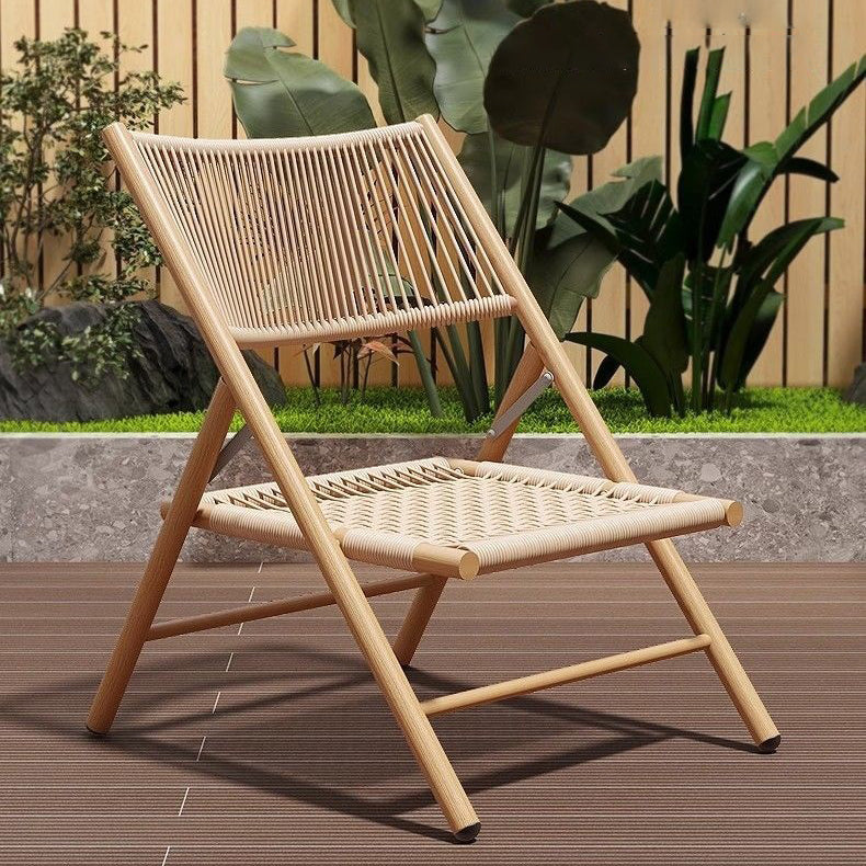 Traditional Chinese Style Square Carbon Steel Table & Chair Set with Tempered Glass Top and PE Rattan, Foldable Backrest for Outdoor Patio