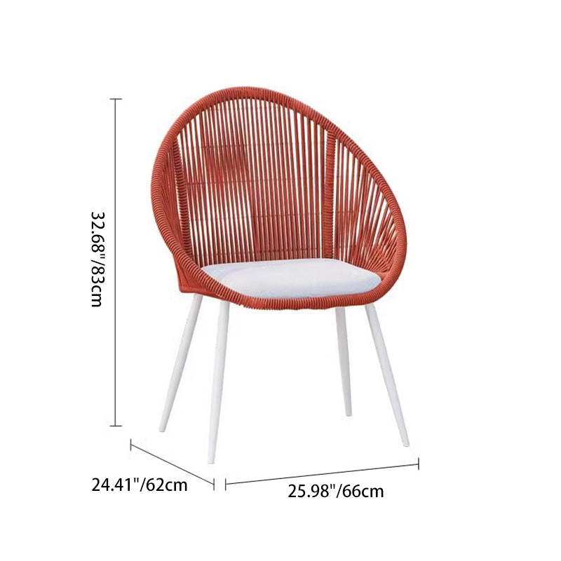 Contemporary Boho Waterproof Woven Rattan Rope Outdoor Coffee Table & Chair Set with Aluminum Alloy Slab – Round and Elliptical Patio Furniture