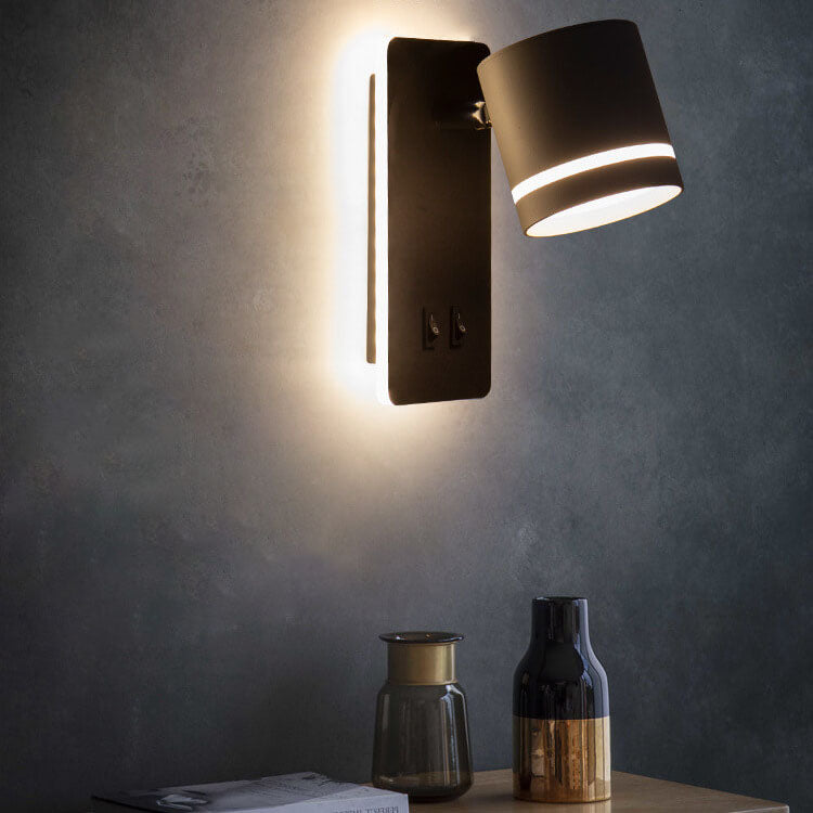 Nordic Minimalist Square LED Reading Wall Sconce with Rotatable Spotlight