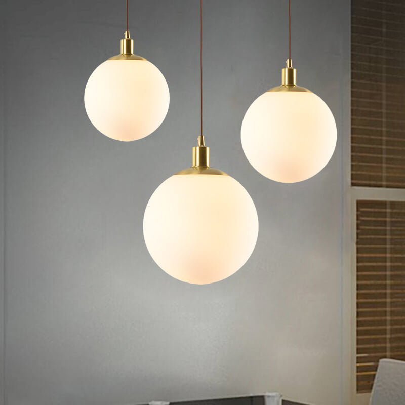 Nordic Minimalist White Orb 1-Light Pendant Lamp