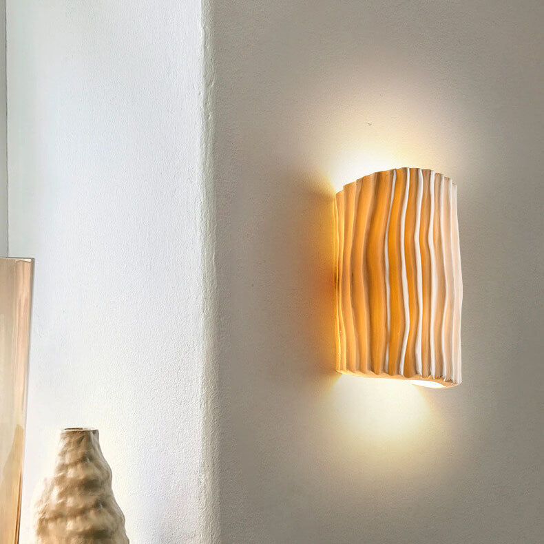 Nordic-Inspired Resin-Striped Half-Cylinder 2-Light Wall Sconce Lamp