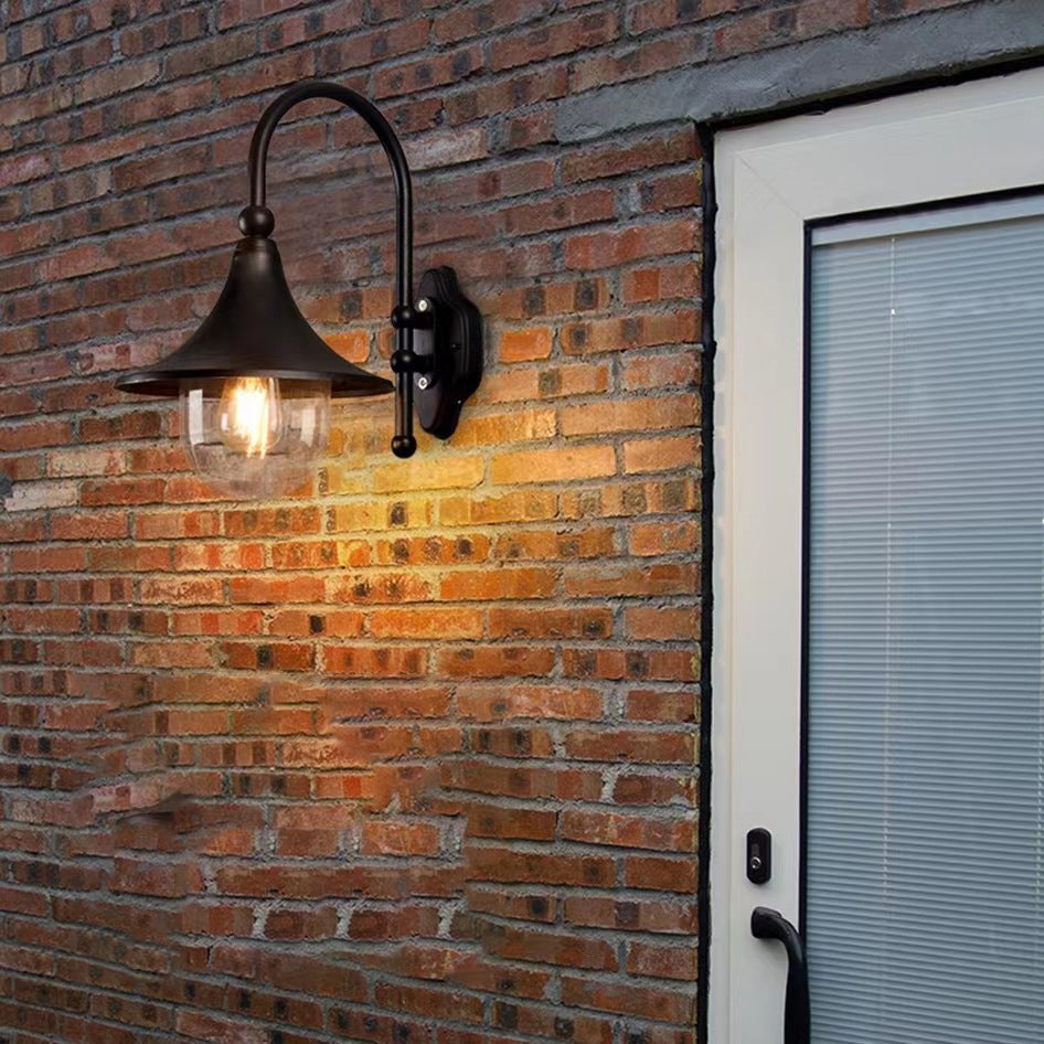 Sleek Contemporary Industrial Aluminum Horn-Style 1-Light Wall Sconce for Outdoor Patio