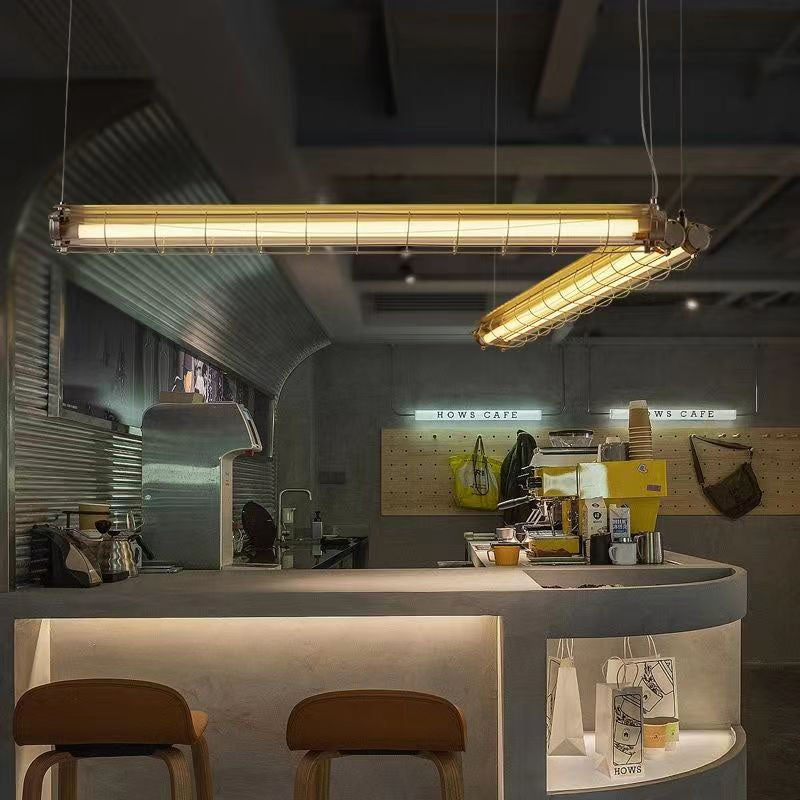 Contemporary Industrial Long-Hardware Acrylic Island Pendant Chandelier with 1/2 Light for Dining Room