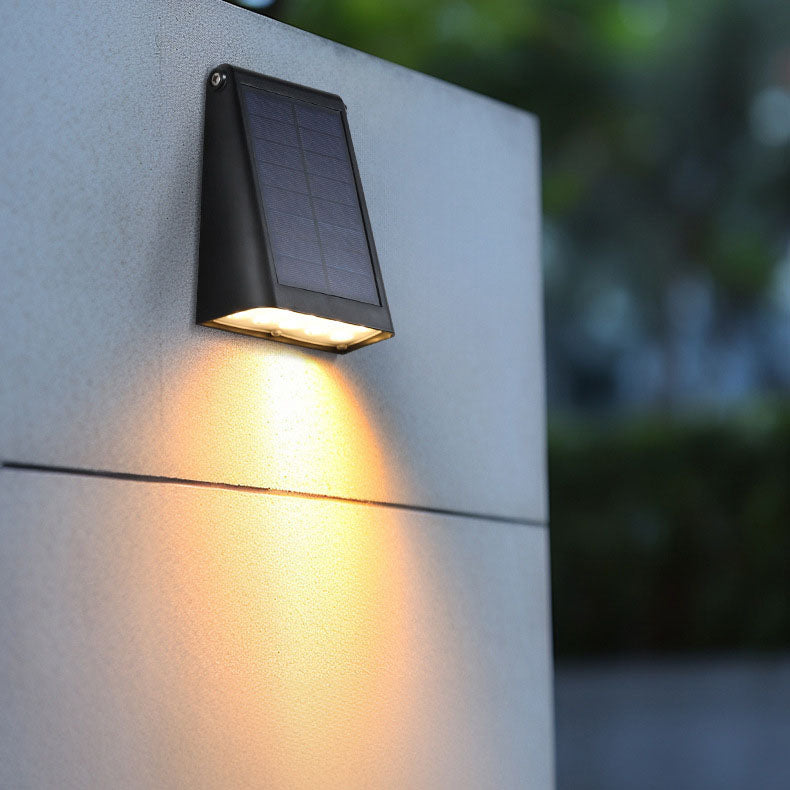 Modern Minimalist Solar LED Wall Sconce - Rectangular-Trapezoidal Design, ABS/PC Housing, Outdoor Garden Lamp