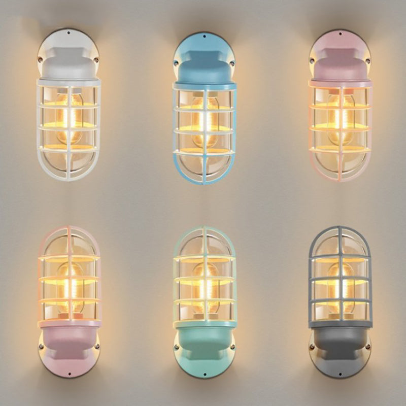 Sleek Contemporary Industrial Aluminum Round Cage 1-Light Waterproof Wall Sconce for Entryway