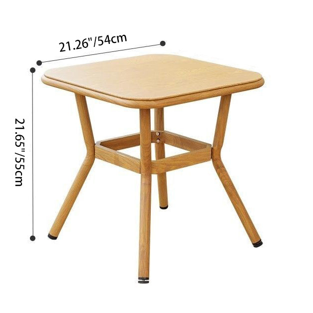 Traditional Chinese Style Square Carbon Steel Table & Chair Set with Tempered Glass Top and PE Rattan, Foldable Backrest for Outdoor Patio