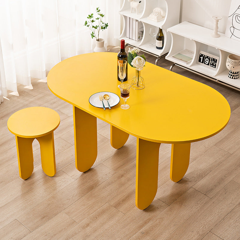 Sleek Modern Minimalist Oval Density-Plate Dining Table & Chair Set for Dining Room