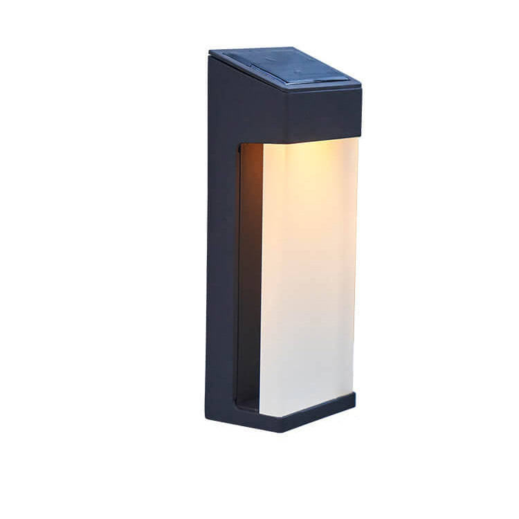 Solar Square Frosted-Glass Outdoor LED Wall Sconce Lamp - Waterproof, Weather-Resistant Garden Lighting