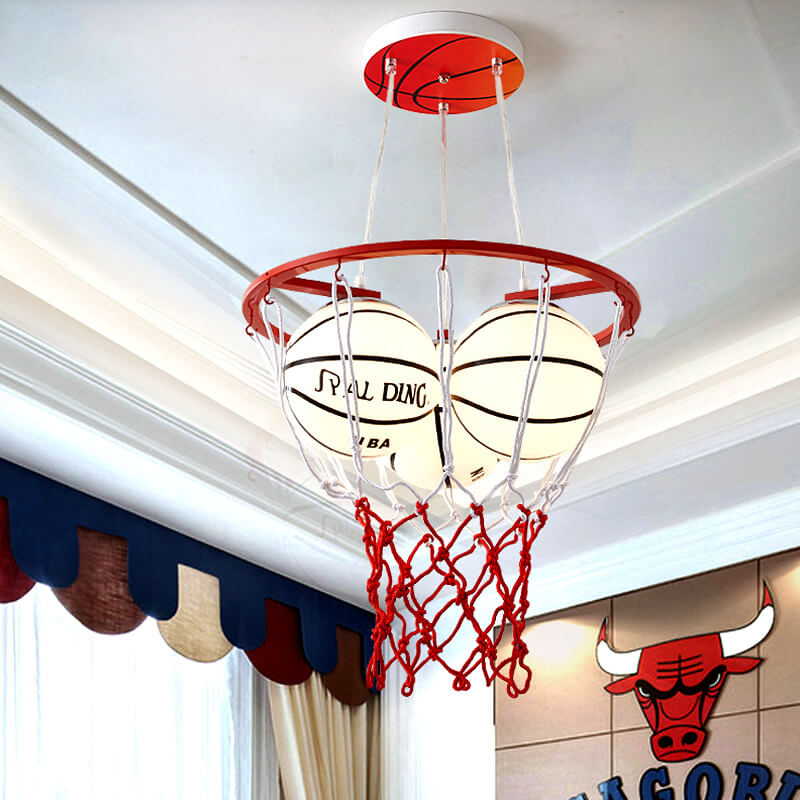 Whimsical Cartoon Basketball 3-Light Kids Ceiling Chandelier