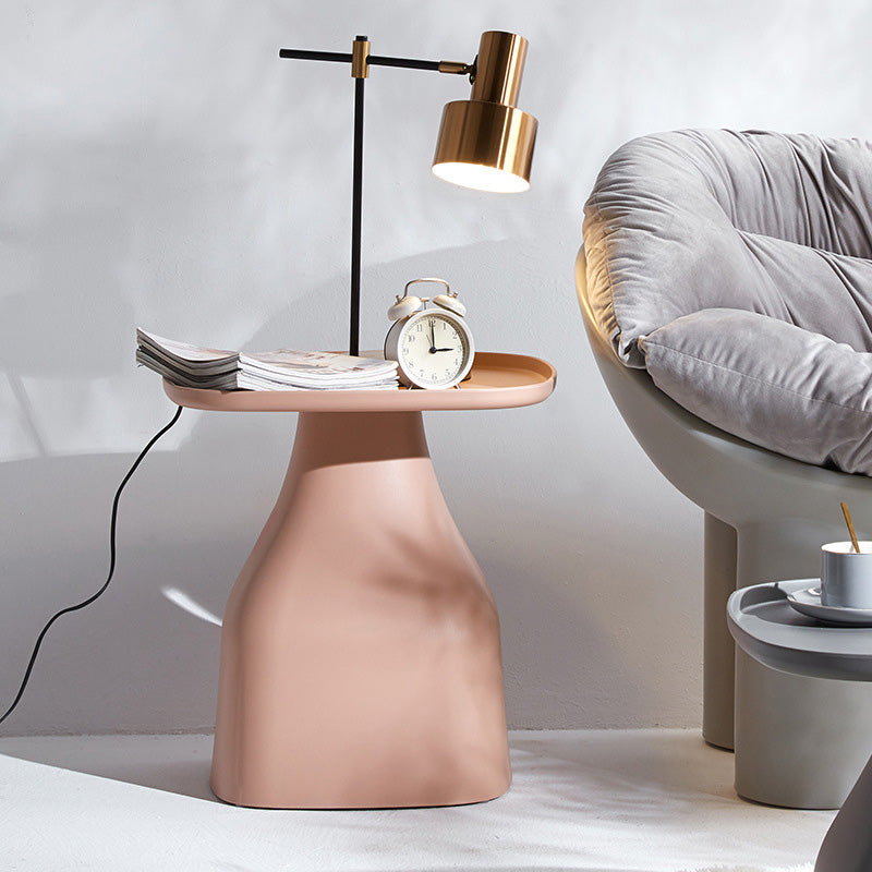 Modern Scandinavian Round Plastic Coffee Table with Sleek Column Base for Living Room