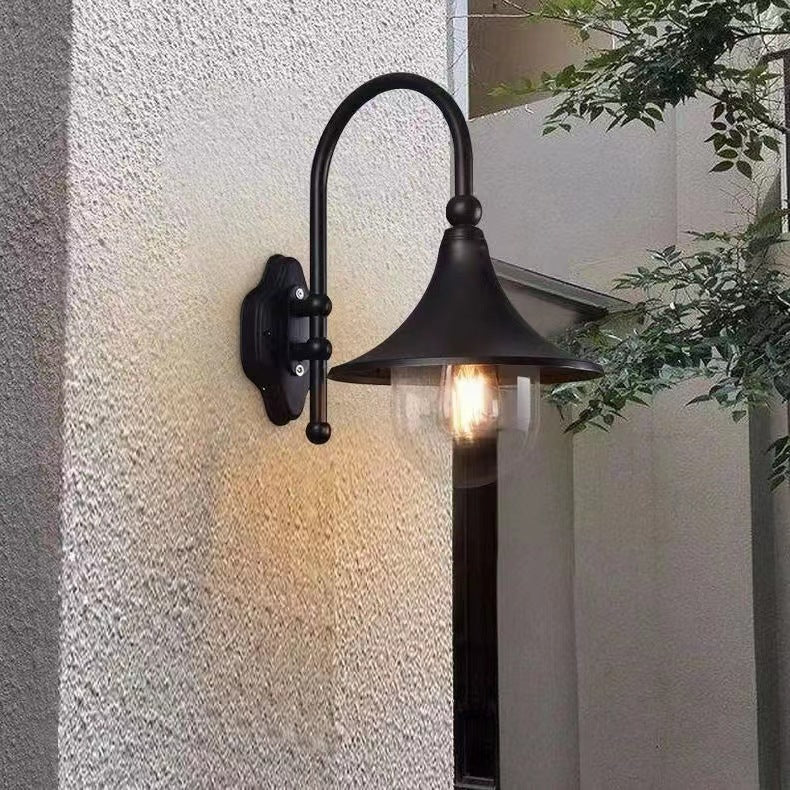 Sleek Contemporary Industrial Aluminum Horn-Style 1-Light Wall Sconce for Outdoor Patio