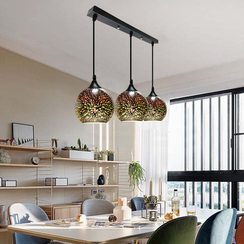 Modern Creative 3D Colorful Fireworks Glass Dome Island Light Chandelier - 2/3-Light