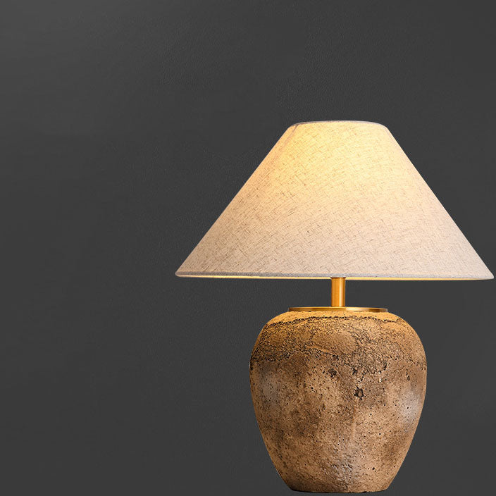 Modern Shabby Chic Cone Fabric Ceramic Jar Table Lamp – 1-Light, Perfect for the Bedroom