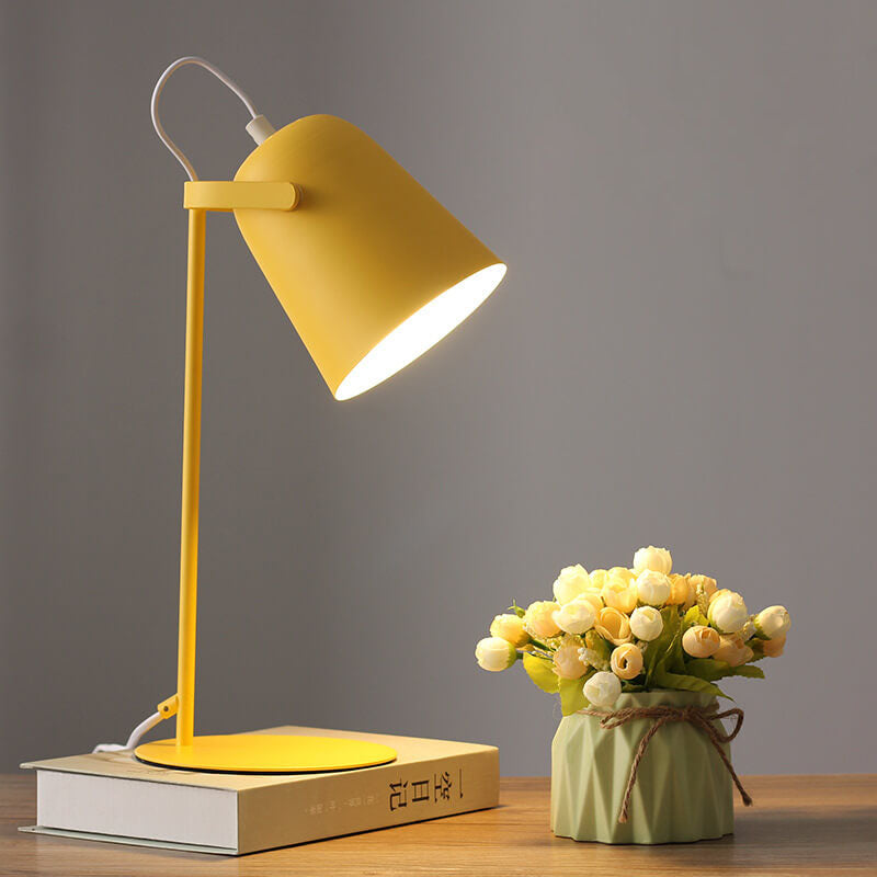 Nordic Macaron-Colored Iron Bucket Table Lamp with Creative 1-Light Design