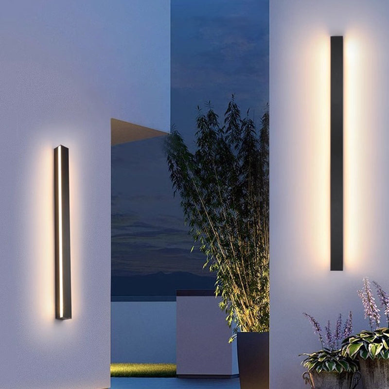 Modern Minimalist Long Rectangular LED Wall Sconce in Aluminum and Acrylic – Outdoor Garden Lighting