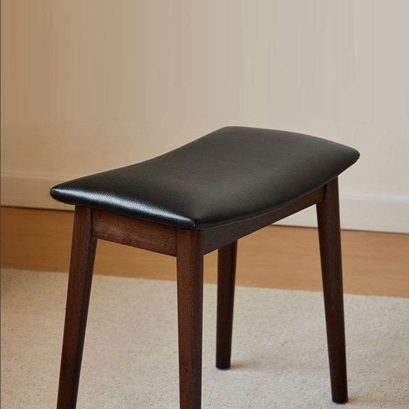 Sleek Modern Minimalist Rectangular Vanity Stool in Soft PU Leather with Wood Base – Ideal Bedroom Accent