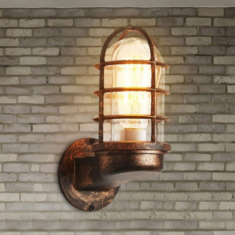 Sleek Contemporary Industrial Aluminum Round Cage 1-Light Waterproof Wall Sconce for Entryway