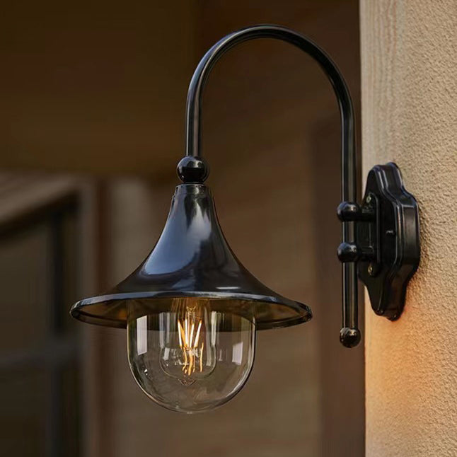 Sleek Contemporary Industrial Aluminum Horn-Style 1-Light Wall Sconce for Outdoor Patio