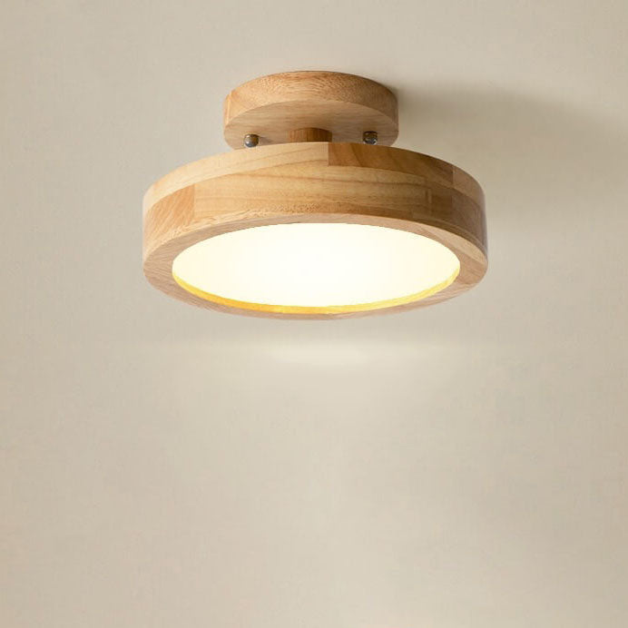 Nordic Round Log LED Ceiling Light - Semi-Flush Mount, Modern Nordic Design