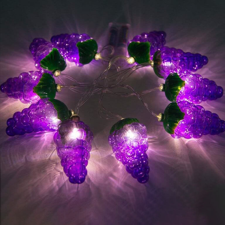 Fruit Grape LED String Lights - Battery & USB Powered Decorative Lights
