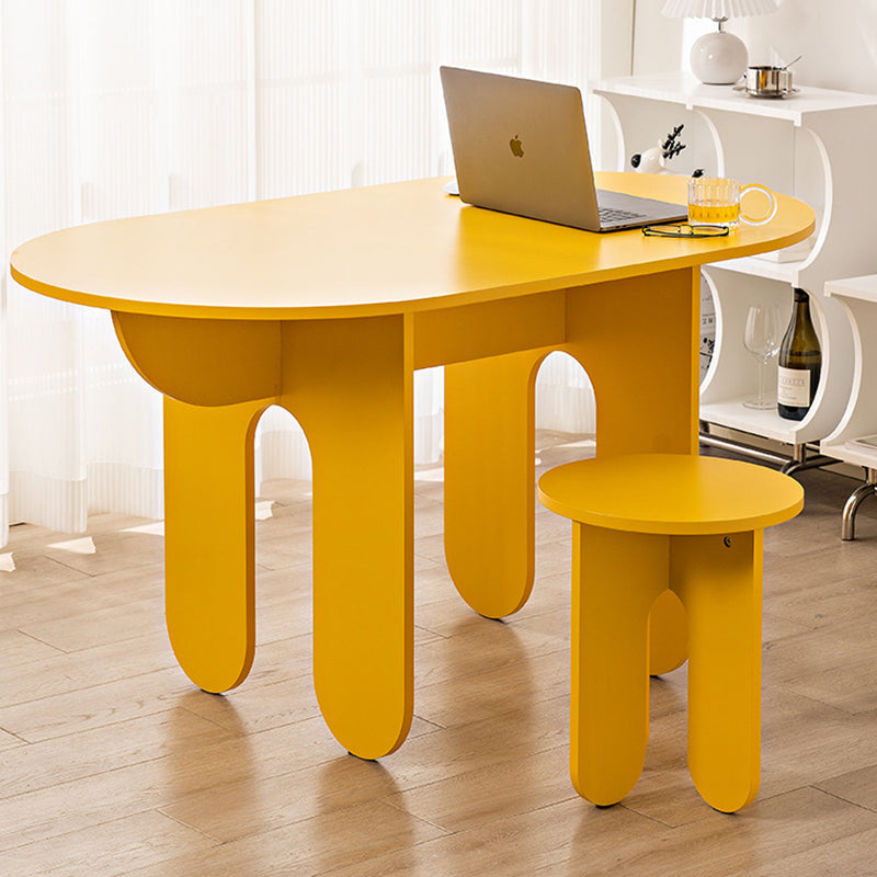 Sleek Modern Minimalist Oval Density-Plate Dining Table & Chair Set for Dining Room