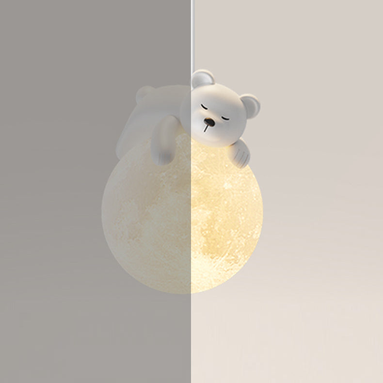 Modern Resin Rabbit Moon 1-Light Pendant Light for Kids' Rooms & Living Rooms