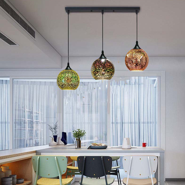 Modern Creative 3D Colorful Fireworks Glass Dome Island Light Chandelier - 2/3-Light