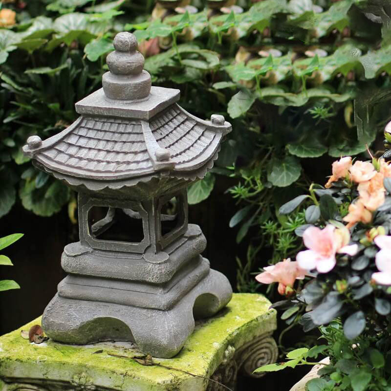 Japanese Zen Pagoda Solar LED Garden Light – Waterproof Stone Landscape Decor