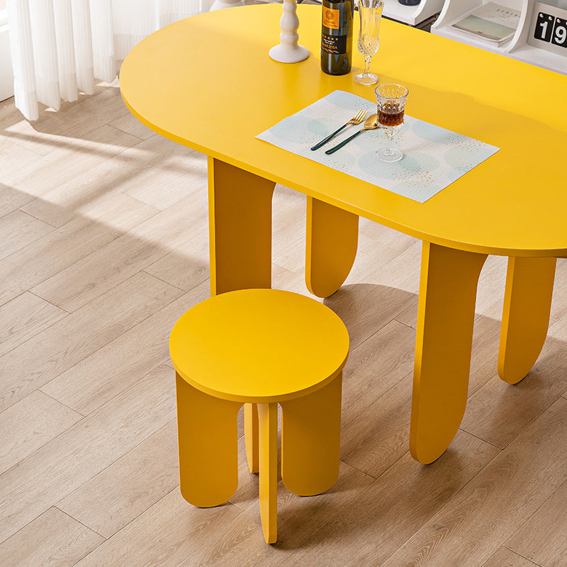 Sleek Modern Minimalist Oval Density-Plate Dining Table & Chair Set for Dining Room