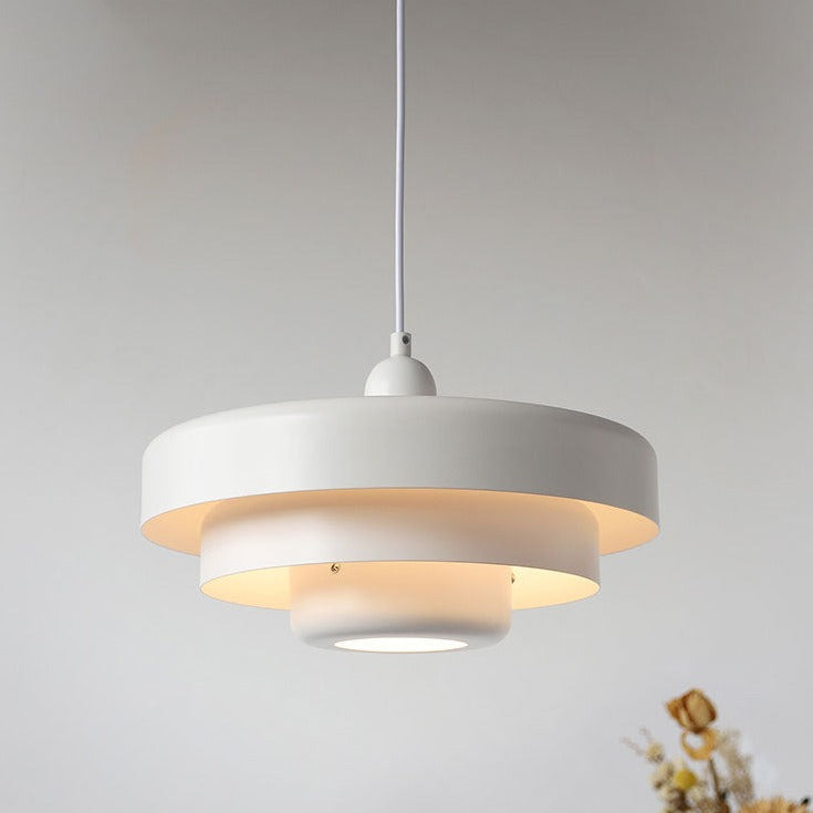 Chic Nordic Vintage Multi-Layered Round Metal Pendant Light, 1-Light
