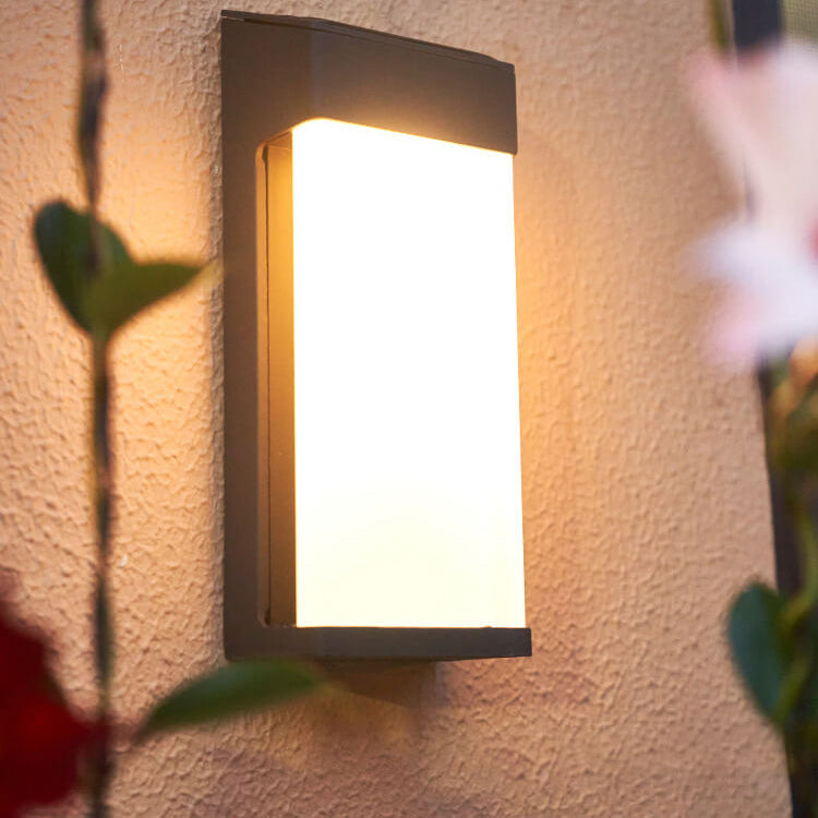 Solar Square Frosted-Glass Outdoor LED Wall Sconce Lamp - Waterproof, Weather-Resistant Garden Lighting