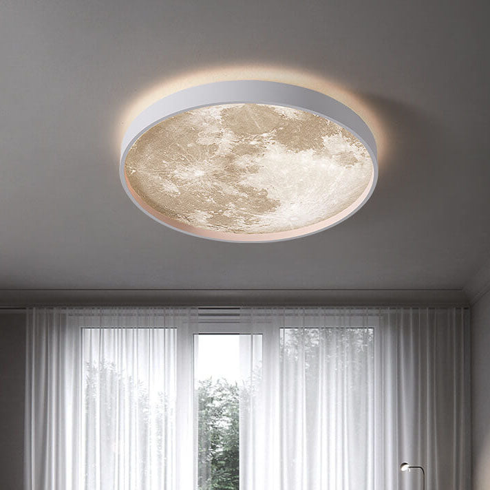 Nordic Moon Round LED Flush Mount Ceiling Light — Creative Minimalist Design with Soft Ambient Glow