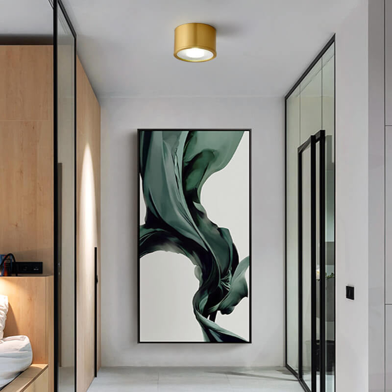 Modern Brass LED Spotlight Flush-Mount Ceiling Light — Cylindrical Design