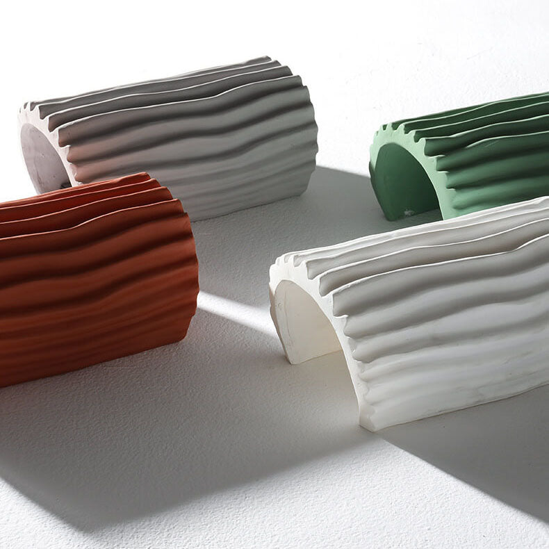 Nordic-Inspired Resin-Striped Half-Cylinder 2-Light Wall Sconce Lamp